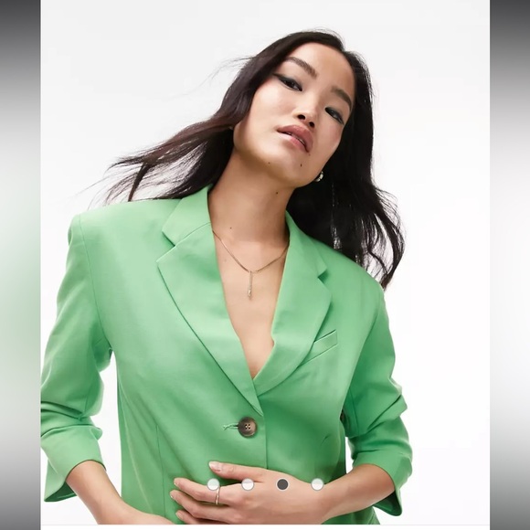 NEW Topshop Belted Blazer in Green with Buttons US size 6 women’s oversized fit - Picture 16 of 16